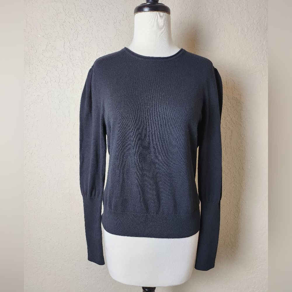 J. McLaughlin Cashmere Blend Latern Sleeve Sweater Black Size L